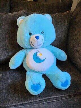 Vintage 2002 Care Bears Bedtime Bear Jumbo 26" Large Plush Blue Moon Star